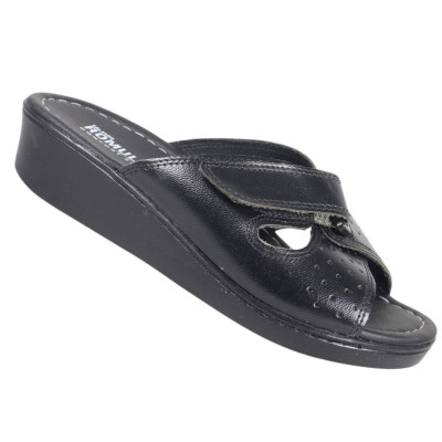 Romulo Sandalia Cuero Negro Mujer  Ref 5302